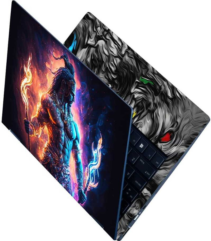 Flipkart SmartBuy Full Body Laptop Skin Sticker - Lord Shiva Fire Art Purple Black Shaded Self Adhesive Vinyl Laptop Skin Compatible for 15.6 inch(Theme: NA)
