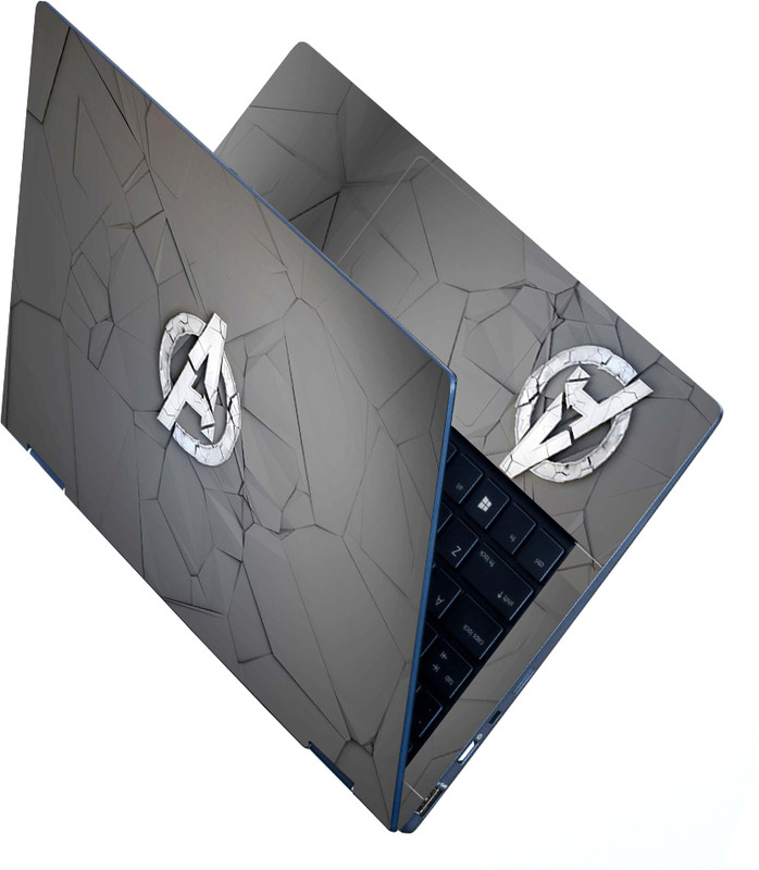 Anweshas Full Body Laptop Skin for 15.6 inches - Avengers on Grey Stone Premium Stretched Vinyl Laptop Skin Compatible for 15.6 inch(Theme: Signs & Symbols)