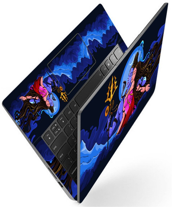 INDIA SHOPERS Full Body Laptop Skin For 14 to 15.6 inch Laptop - Lord Shiv Parvati Blue Art Self Adhesive Vinyl Laptop Skin Compatible for 15.6 inch(Theme: Spiritual)