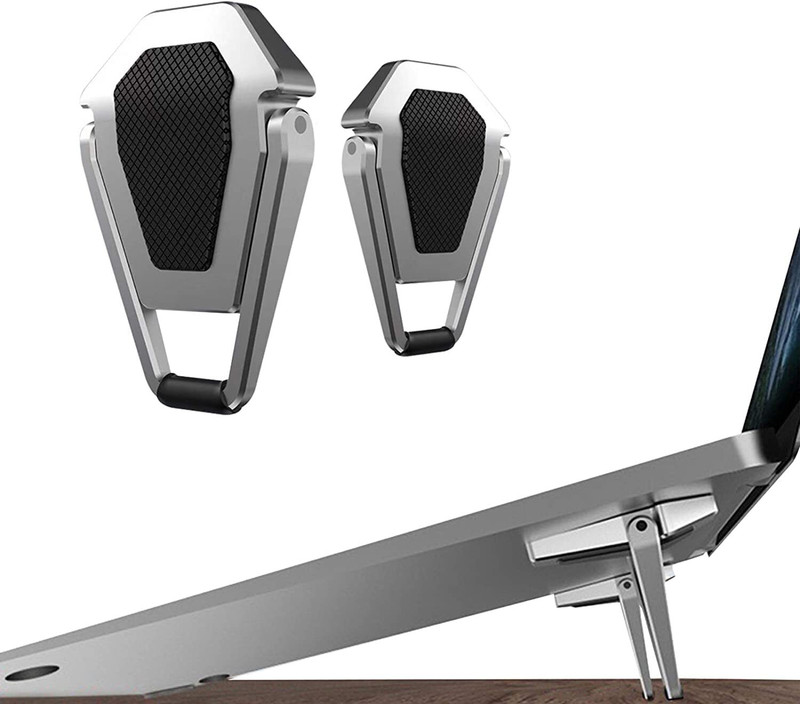 Like Star Mini Laptop Stand Premium Metal Folding Portable Laptop Stand Non-Slip Base Bracket (Pack of 2) Aluminium, Brass Floor and Desk Stand Laptop Stand with Adjustable Height Compatible with Universal Laptops(Silver)