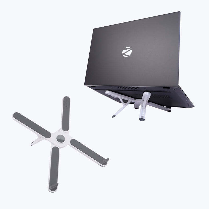 ZEBRONICS NS-1200 Laptop Stand with X Foldable Design, 7 Adjustable Levels, Hold up to 17-inch & 5kg Laptop Fiber Desk Stand Laptop Stand with Adjustable Height Compatible with Universal Laptops(White)