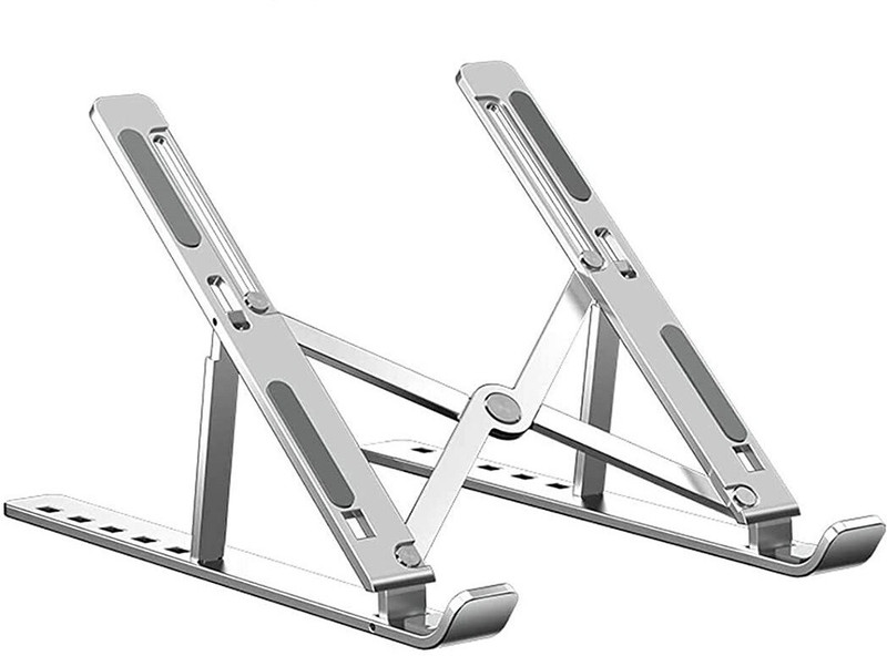 kpc comfort nf Universal Adjustable Aluminium Laptop Stand for Desk with Cooling Laptop Stand Aluminium Desk Stand Rotatable Laptop Stand with Adjustable Height Compatible with Universal Laptops(Silver)