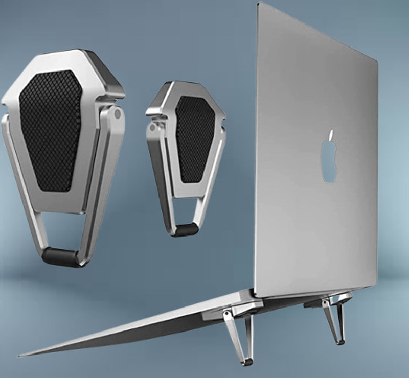 Redclip Portable Invisible Laptop Stand-2PCS, Mini Aluminum Cooling PadDesk Stand _22 Portable Mini Aluminum Laptop Stand 2Pcs, Stand for Laptop Stand_23 Aluminium Desk Stand Laptop Stand with Adjustable Height Compatible with Universal Laptops(Grey)