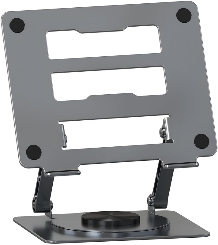 AQUABUCKET Height Angle Adjustable Laptop Riser for Desk Compatible for MacBook 360 Rotation Metal Alloy Tablet Stand Adjustable Height Rotation Bracket Aluminium Desk Stand Rotatable Laptop Stand with Adjustable Height Compatible with 26 - 35 cm, 36 - 39cm Laptops(Grey)