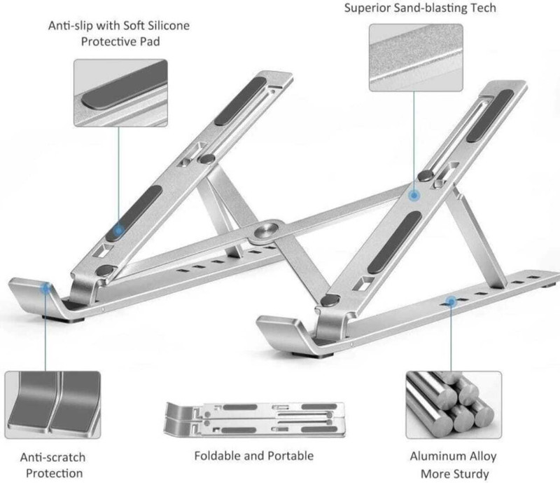 Karuna LAPTOP FOLDABLE STAND10 Aluminium Desk Stand Rotatable Laptop Stand with Adjustable Height Compatible with Universal Laptops(Multicolor)