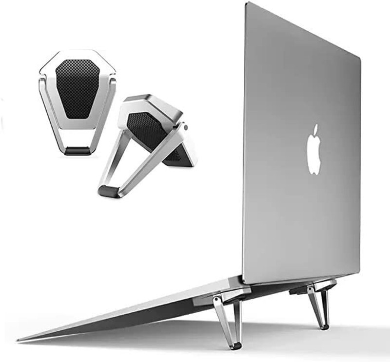 Jape Mini Aluminum Laptop Stand 2Pcs, Lightweight Stand for 12-17 Inch Laptop Stand Aluminium Desk Stand Laptop Stand with Adjustable Height Compatible with Universal Laptops(Silver)