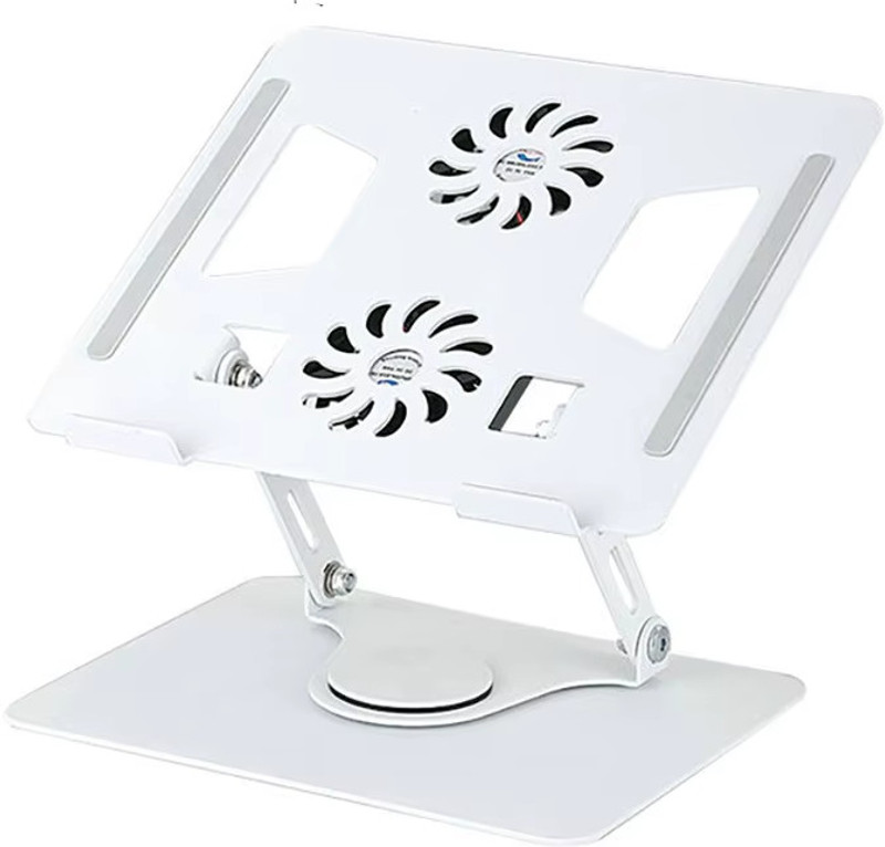 ASRYD Laptop Stand with Fan for Raising and Lifting Desktop Cooling Support Laptop Stand with Fan for Raising and Lifting Desktop Cooling Support Aluminium Floor and Desk Stand Rotatable Laptop Stand with Adjustable Height Compatible with Universal Laptops(White)