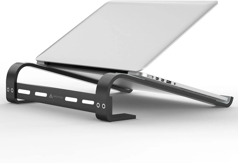 AMEXTRON Ventilated Lapdesk Adjustable Foldable Portable Laptop Stand Aluminum Aluminium Desk Stand Laptop Stand Compatible with 36 - 39cm Laptops(Black)