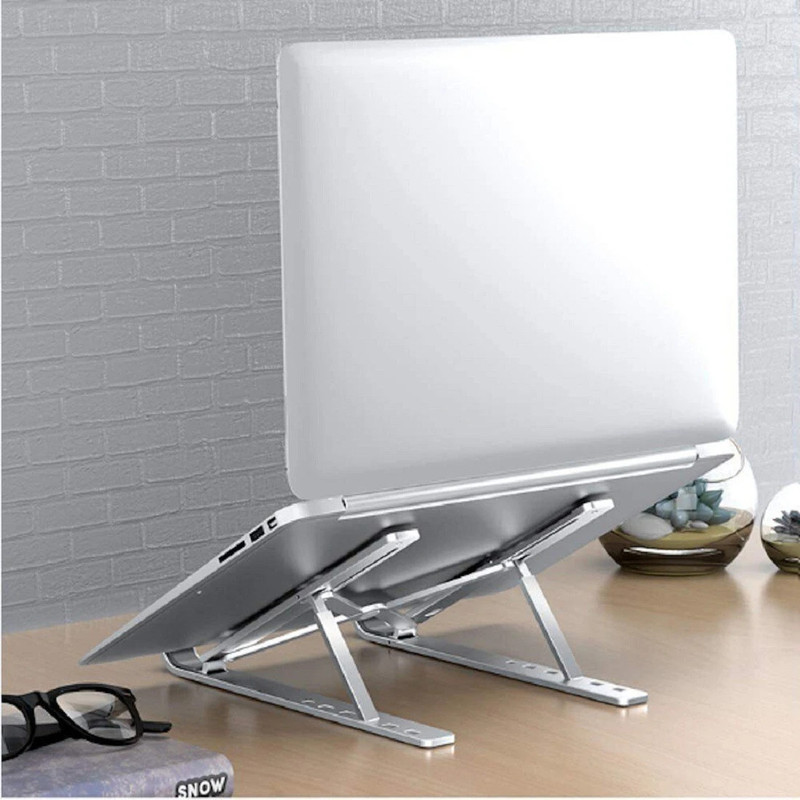 FALMAGU Laptop Stand metal Steel Floor and Desk Stand Rotatable Laptop Stand with Adjustable Height Compatible with 26 - 35 cm Laptops(Silver)