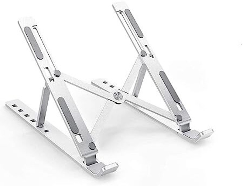 STRIFF Aluminum Laptop Stand Foldable, Adjustable, Ventilated, Up to 15.6''(Black) Aluminium Floor and Desk Stand Laptop Stand with Adjustable Height Compatible with 40 - 44cm Laptops(Black)