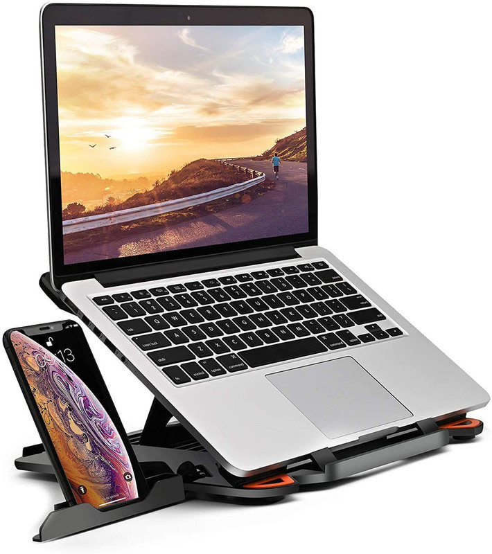 nextwave 4 IN 1 LAPTOP STAND + BOOK Stand + TAB STAND + MOBILE STAND Plastic Floor and Desk Stand Laptop Stand with Adjustable Height Compatible with Universal Laptops(Black)