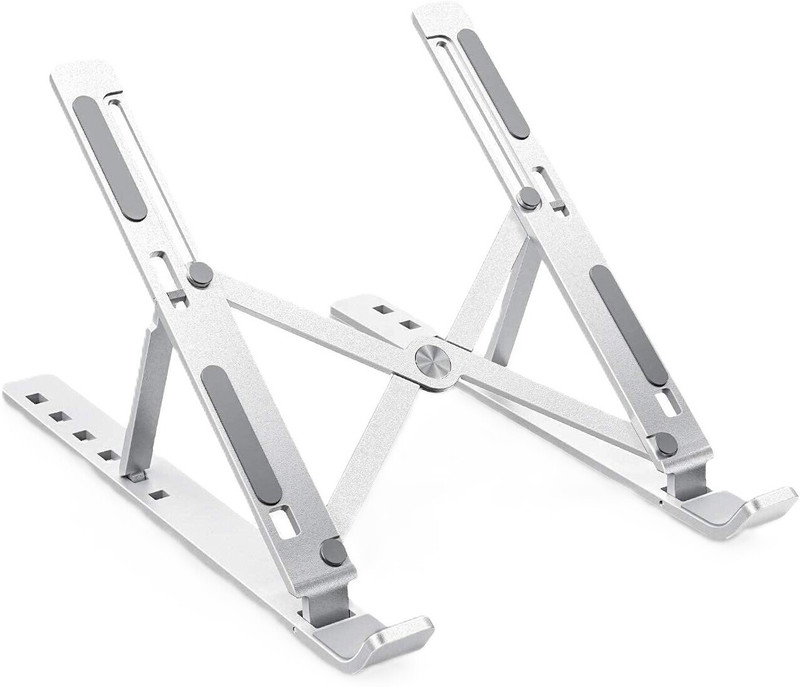 ProDot Multi-Angle Metal Laptop Stand With 7 Adjustable Heights, Anti-Slip Silicone Pad Aluminium Floor and Desk Stand Laptop Stand with Adjustable Height Compatible with Universal Laptops(Silver)