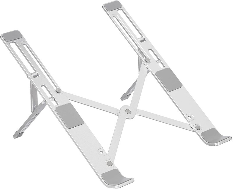 ULTRABYTES Laptop Stand for Desk with 7 Adjustable Angles, Aluminum Ergonomic Foldable Laptop Stand, Adjustable, Foldable, Portable, Fits Up to 15.6-Inch Laptops Aluminium Floor and Desk Stand Rotatable Laptop Stand with Adjustable Height Compatible with Universal, 36 - 39cm Laptops(Silver)