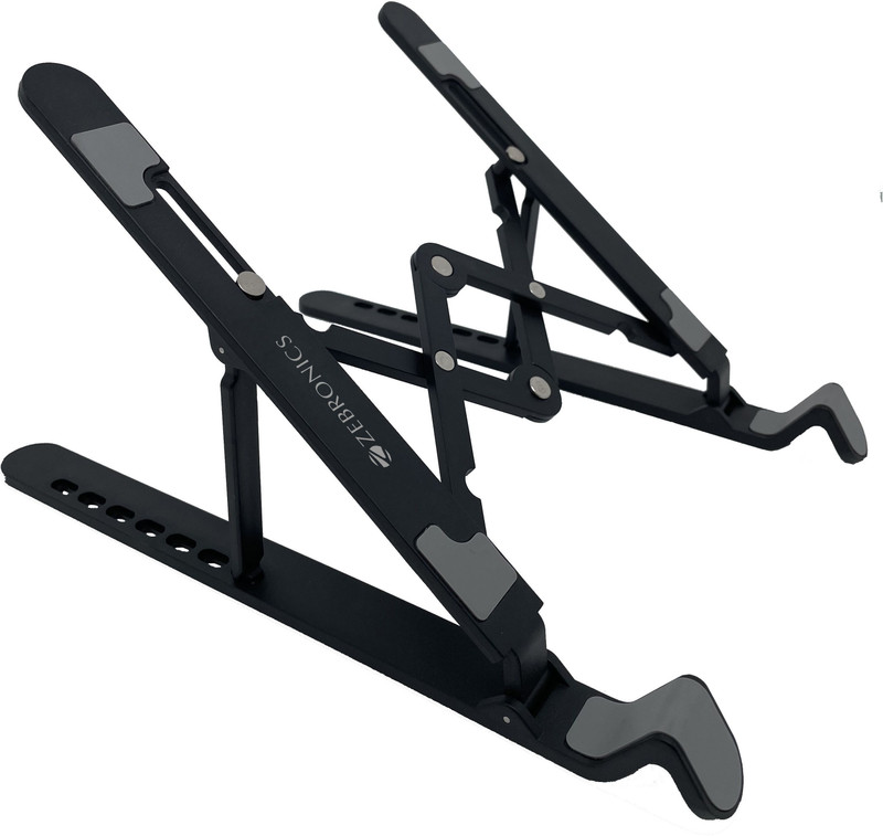 ZEBRONICS ZEB NS-1500 laptop stand with 7 Angles adjustable Tabletop(BLACK) Plastic Floor and Desk Stand Laptop Stand with Adjustable Height Compatible with Universal Laptops(Black)