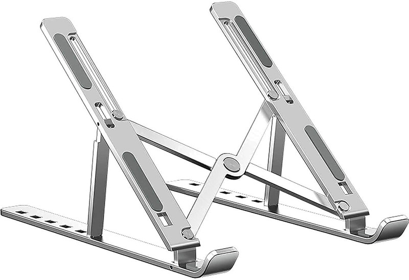 Heypex Metal Laptop Stand With Foldable & Height/Angle Adjustable Feature (Multi Color) PK63 Aluminium Desk Stand Laptop Stand with Adjustable Height Compatible with 26 - 35 cm Laptops(Multicolor)