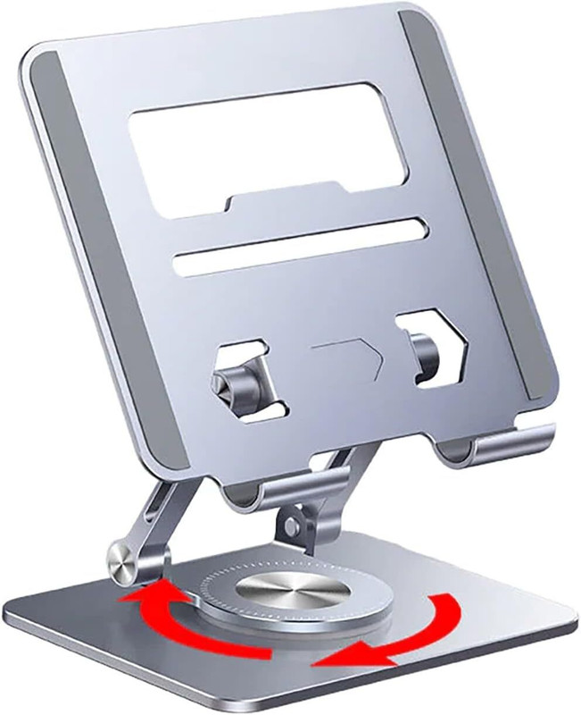 LEKORED Aluminium Tablet Stand Holder with 360° Rotating Base LK4053 Aluminium Desk Stand Rotatable Laptop Stand with Adjustable Height Compatible with 40 - 44cm Laptops(Silver)