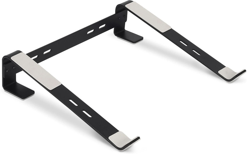 AMEXTRON Aluminium Portable Laptop Stand with Height Adjustable & Foldable Stand for MacBook, HP, Dell, & all Other device Iron Desk Stand Laptop Stand Compatible with 26 - 35 cm Laptops(Black)