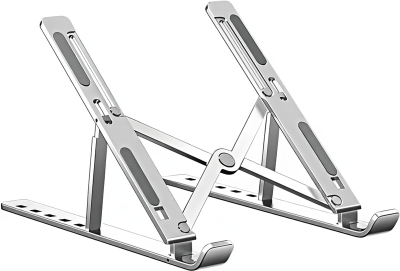 NAKULANZONE Laptop Stand(Aluminium)/6 Step Adjustable/Upto 17.6 inch/Support upto 5KG LaptopStand Aluminium Floor and Desk Stand Laptop Stand with Adjustable Height Compatible with Universal Laptops(Silver)