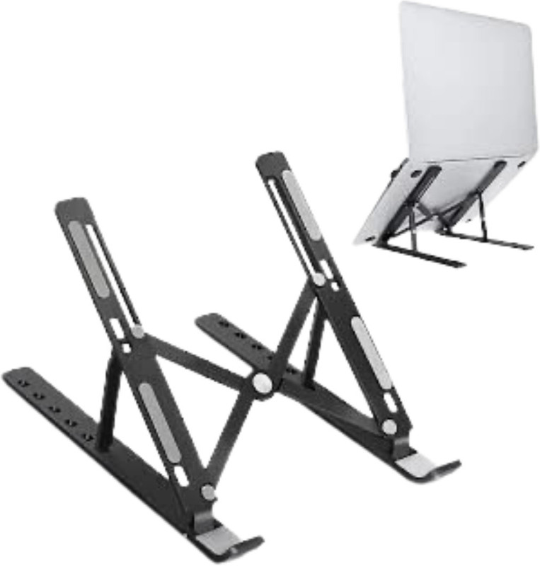 Portronics My Buddy Flip My Buddy Flip Plastic Floor and Desk Stand Laptop Stand with Adjustable Height Compatible with 26 - 35 cm, 36 - 39cm Laptops(White)