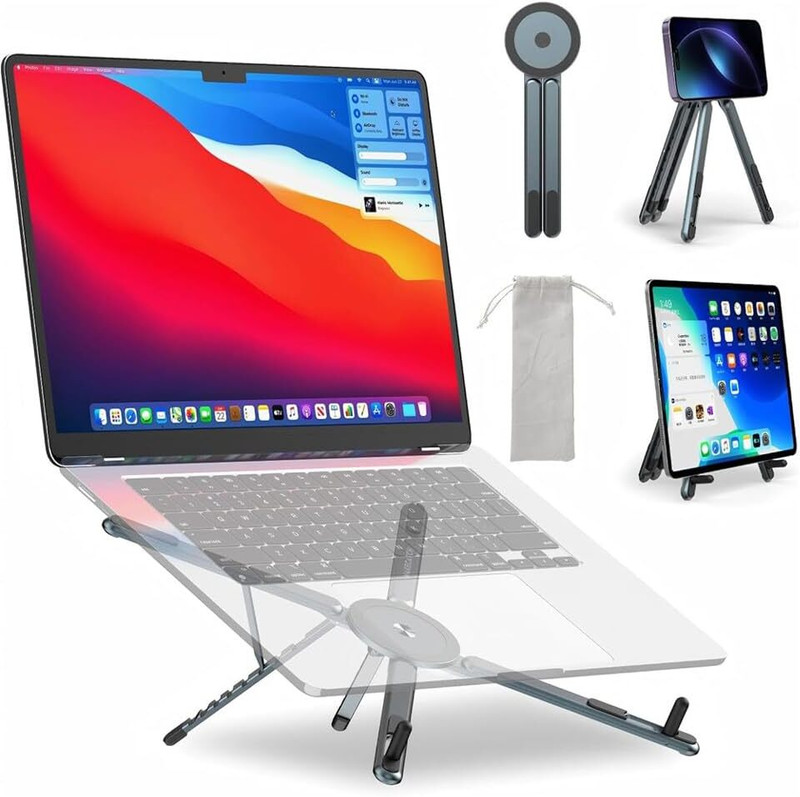 Bitline 8 Height Settings, Portable Desktop Holder 2026/002 Aluminium Floor and Desk Stand Rotatable Laptop Stand with Adjustable Height Compatible with Universal Laptops(Black)