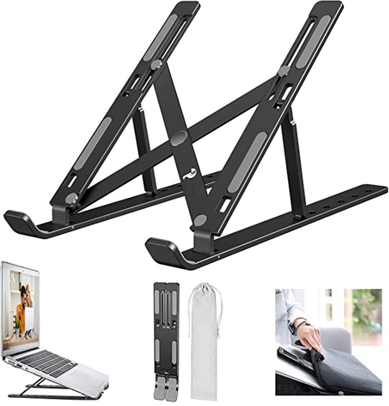 Flipkart SmartBuy Laptop Stand 7 Angles Adjustable Aluminum Portable Desktop Holder Aluminium Desk Stand Laptop Stand with Adjustable Height Compatible with Universal Laptops(Black)