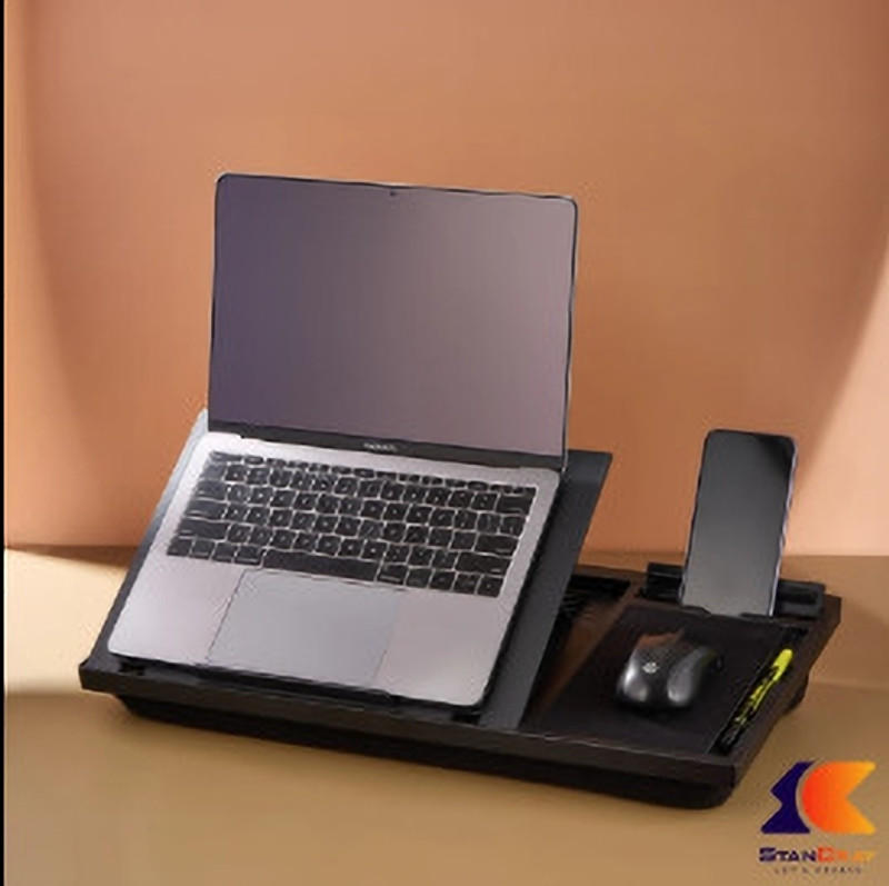 pTron DeskMate M1 DeskMate M1 Aluminium Desk Stand Laptop Stand with Adjustable Height Compatible with Universal Laptops(Black)