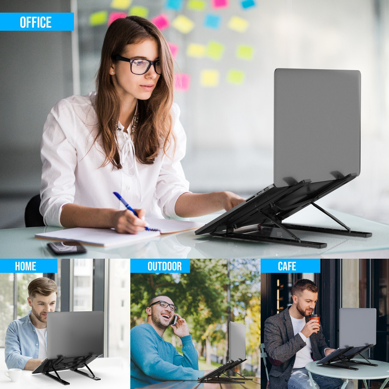 Bitline My Buddy Portable All in one Laptop Stand Aluminium Adjustable Desk Foldable 6 Level of Height Adjustable Aluminium Desk Stand Rotatable Laptop Stand with Adjustable Height Compatible with 26 - 35 cm Laptops(Black)