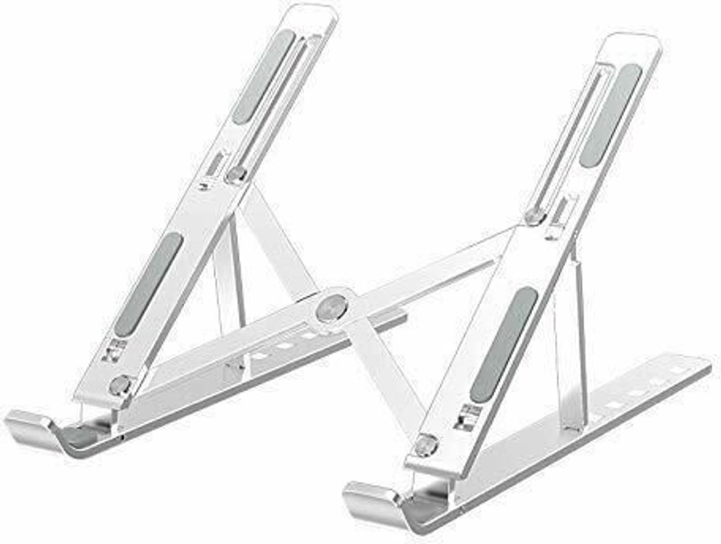 Zokio Branded Company Leptop Stand For Anodized Aluminium Height Adjustable Branded Leptop Anodized Aluminium Height Adjustable Aluminium Desk Stand Laptop Stand with Adjustable Height Compatible with Universal Laptops(Silver)