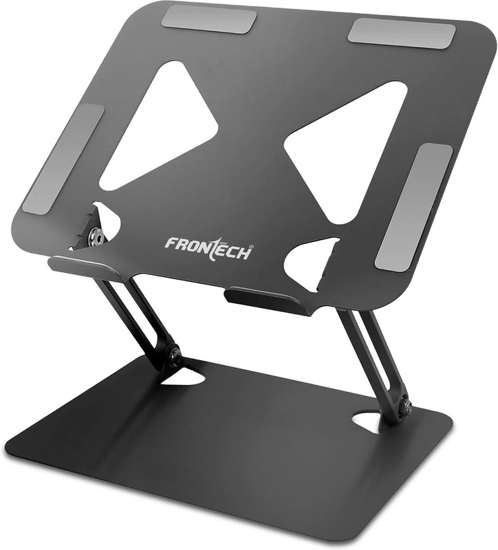 Frontech Laptop Stand – Carbon Steel, 4°–45° Height Adjustment, Anti-Slip Silicone Carbon Steel Floor and Desk Stand Laptop Stand with Adjustable Height Compatible with Universal Laptops(Grey)