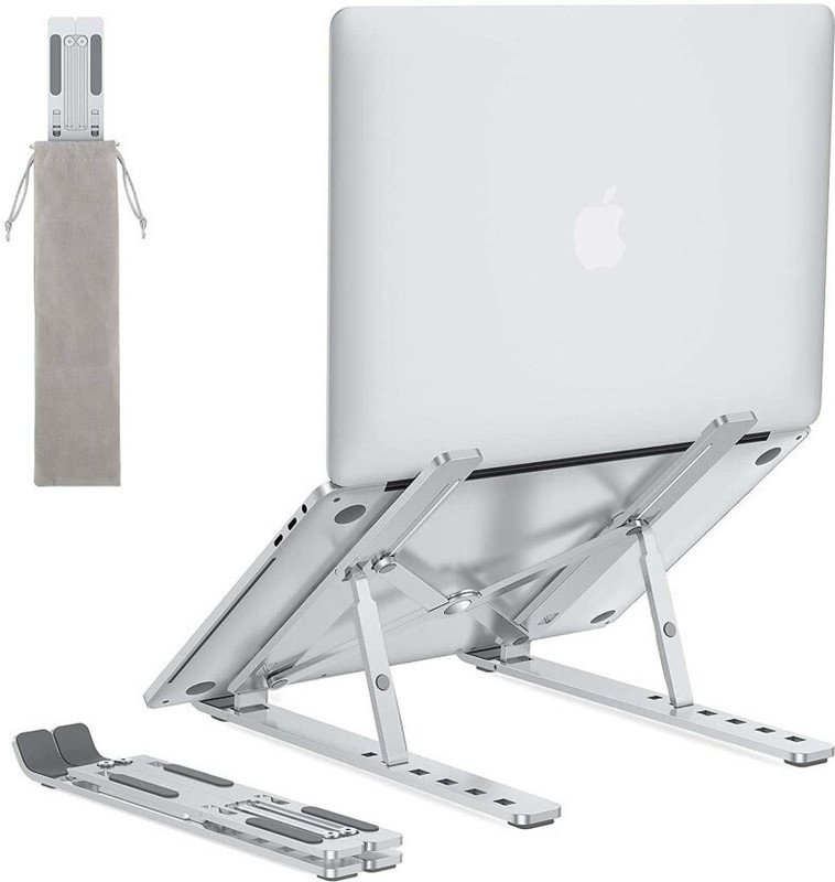Amazm Tabletop Ergonomic Aluminum|Lightweight Desktop Holder Lap Desks Compatible for All Laptops & Tablets up to 16 inches Aluminium Floor and Desk Stand Rotatable Laptop Stand with Adjustable Height Compatible with Universal Laptops(Silver)