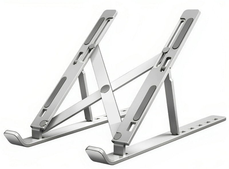 Henture Aluminum Laptop Stand for Laptop, Mac, Tab, and Mobile, Fold-Up, Adjustable Aluminium Floor and Desk Stand Laptop Stand with Adjustable Height Compatible with Universal Laptops(Silver)