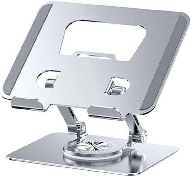 AADGEX 360° Rotating, Foldable Aluminumi pad Desk Stand, Adjustable 0 Aluminium Desk Stand Rotatable Laptop Stand with Adjustable Height Compatible with 26 - 35 cm Laptops(Silver)