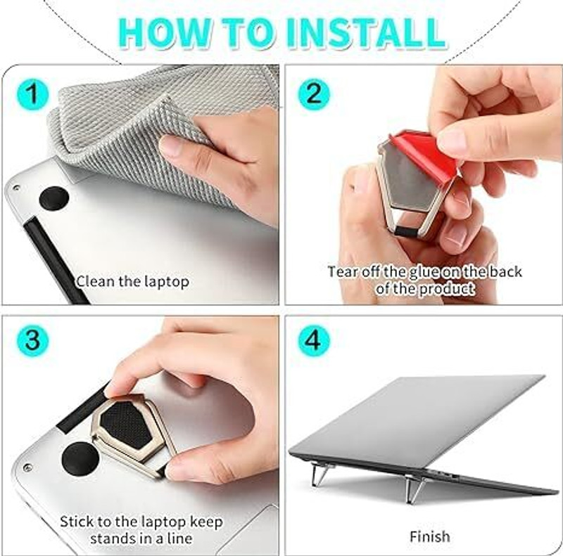 MAGA MART Aluminum Cooling Pad, Lightweight Stand for MacBook, Lenovo, Dell, HP & (2PCS) Aluminium Desk Stand Rotatable Laptop Stand Compatible with Universal Laptops(Silver)