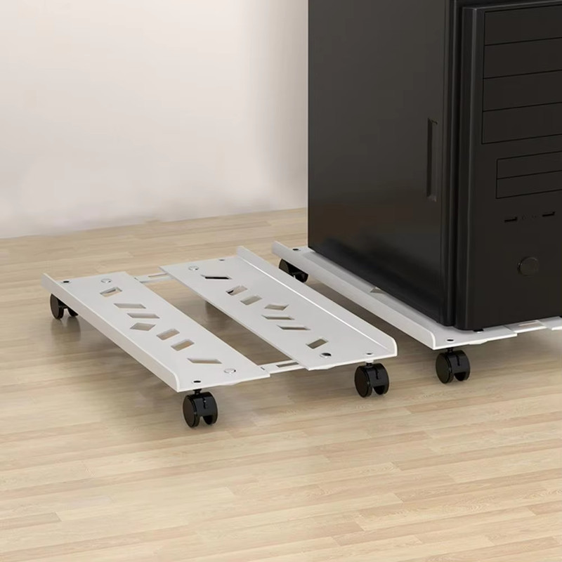 SUPVOX Adjustable Computer CPU Stand with Wheels Ventilated Carbon Steel Base Computer Tower Stand with Wheels Carbon Steel Desk Stand Laptop Stand with Adjustable Height Compatible with Universal Laptops(White)