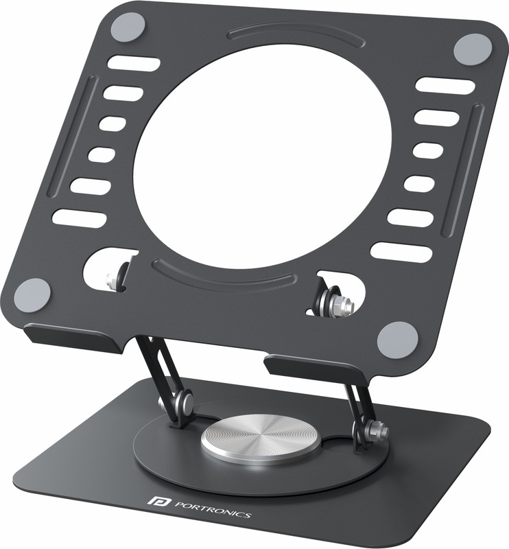 Portronics My Buddy K9 Lite, Height Adjustable & 360° Rotating Metal Laptop Stand POR-3260 Carbon Steel Desk Stand Rotatable Laptop Stand with Adjustable Height Compatible with Universal Laptops(Black)