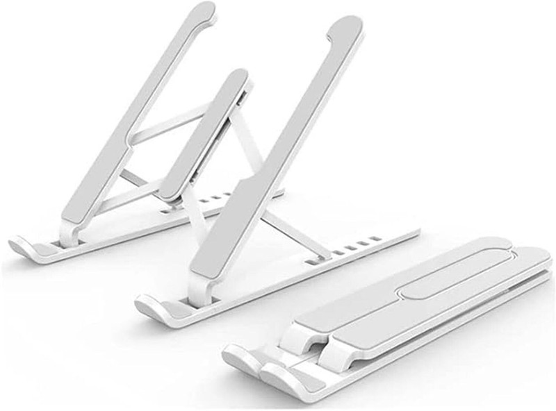 DORMICO Foldable Laptop Stand for Desk, Laptop Holder Riser Computer Stand D-LAPTOP-BRACKET-A-WHITE-001 Silicone Floor Stand Rotatable Laptop Stand with Adjustable Height Compatible with Universal Laptops(White)