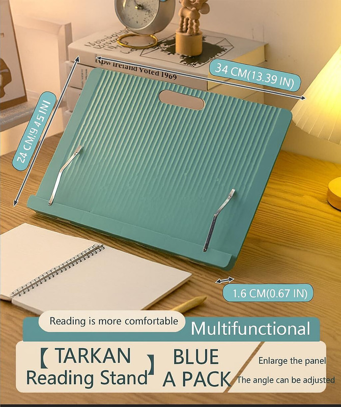TARKAN Adjustable Reading Holder for Kids and Adults Plastic Desk Stand Laptop Stand with Adjustable Height Compatible with Universal Laptops(Blue)