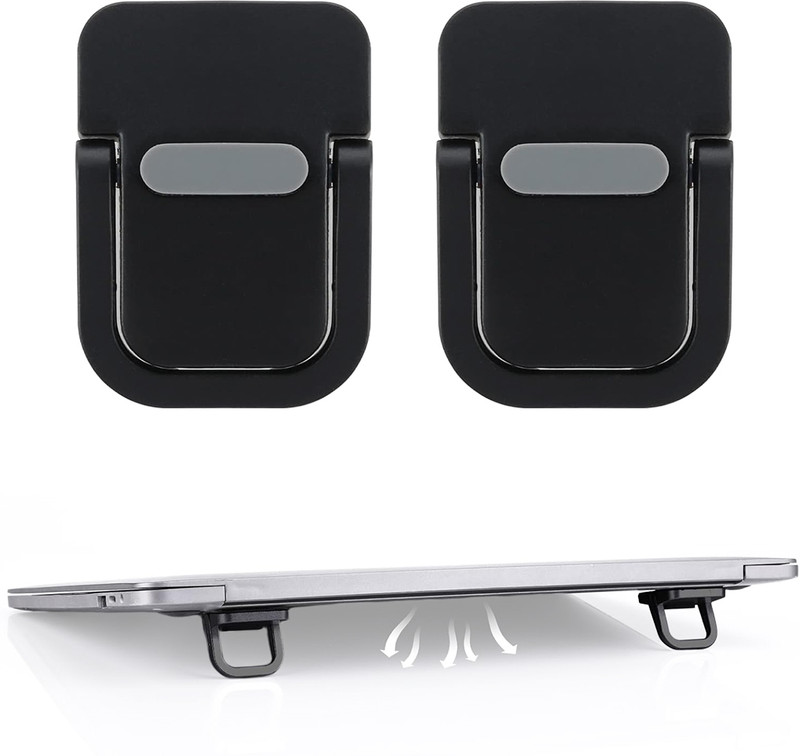 HASTHIP Adhesive Folding Laptop Risers with Two Heights Aluminum Alloy Black Adhesive Folding Aluminum Laptop Risers Aluminium Desk Stand Laptop Stand with Adjustable Height Compatible with Universal Laptops(Silver)
