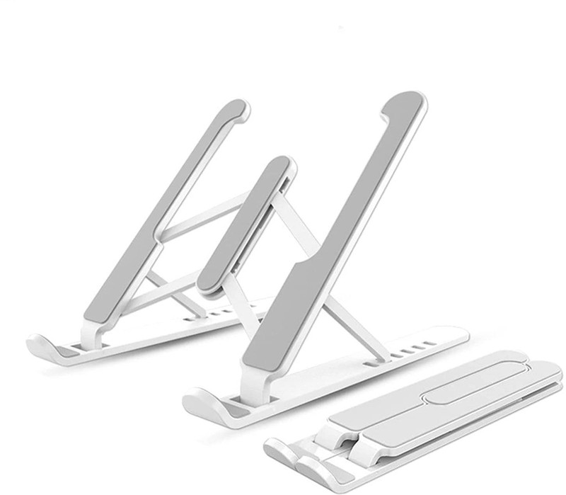 HomeHunt 6-Level Height Adjustable with Foldable Legs and Cooling Design for Tablet Book Laptop Black Bracket Plastic Desk Stand Rotatable Laptop Stand with Adjustable Height Compatible with Universal Laptops(Grey)