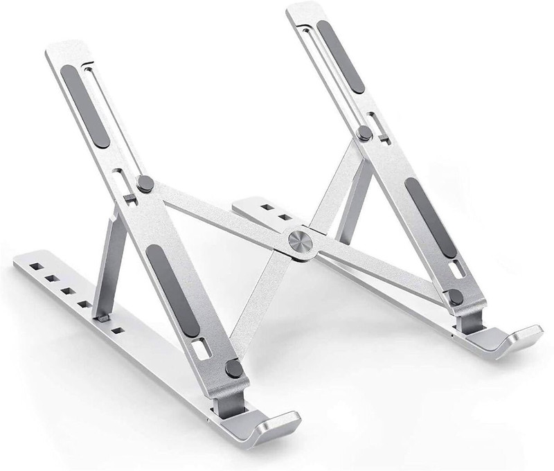 BRV Aluminum Alloy Adjustable Laptop Stand Aluminium Desk Stand Laptop Stand with Adjustable Height Compatible with 26 - 35 cm Laptops(Silver)