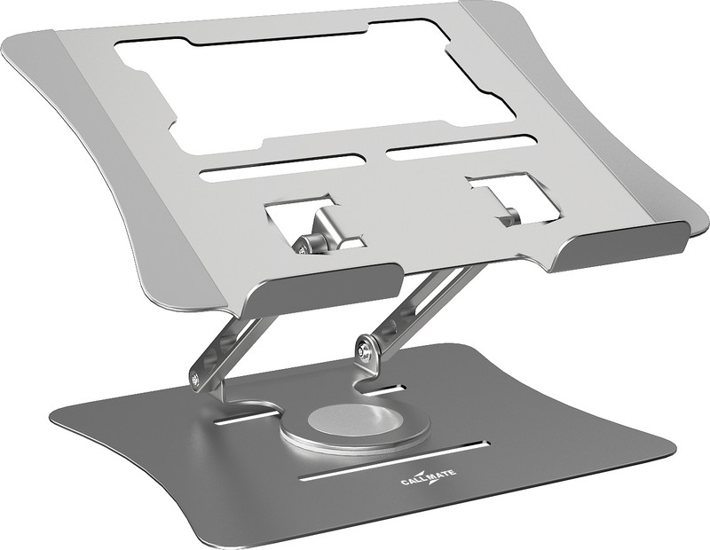 Callmate 360 Rotation Laptop Stand With Adjustable Height | Rotating Mechanism Metal Aluminium Desk Stand Rotatable Laptop Stand with Adjustable Height Compatible with Universal Laptops(Grey)