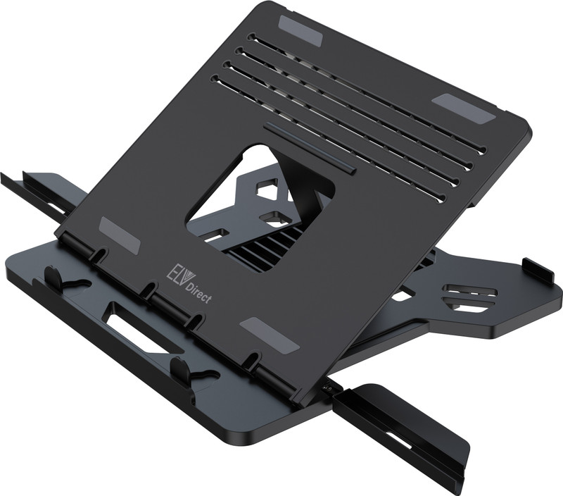 ELV DIRECT Adjustable Foldable Laptop Stand Laptop Tabletop Stand for Desk Foldable ABSLAPSTNDBLK11 Plastic Desk Stand Laptop Stand with Adjustable Height Compatible with Universal Laptops(Black)