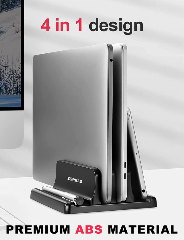 Verilux Laptop Stand for for 17.3in Vertical MacBook Pro Stand MacBook Stand Desktop Laptops Stand Mede of Metal Stainless Steel Floor and Desk Stand Rotatable Laptop Stand Compatible with Universal Laptops(Black)