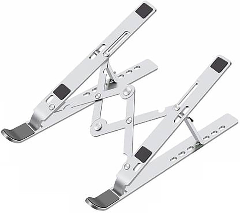 shobhaenter Adjustable Aluminum Laptop Computer Stand Tablet Stand,Ergonomic Foldable Portable Desktop Holder Compatible with MacBook Steel Desk Stand Rotatable Laptop Stand with Adjustable Height Compatible with 26 - 35 cm Laptops(White)