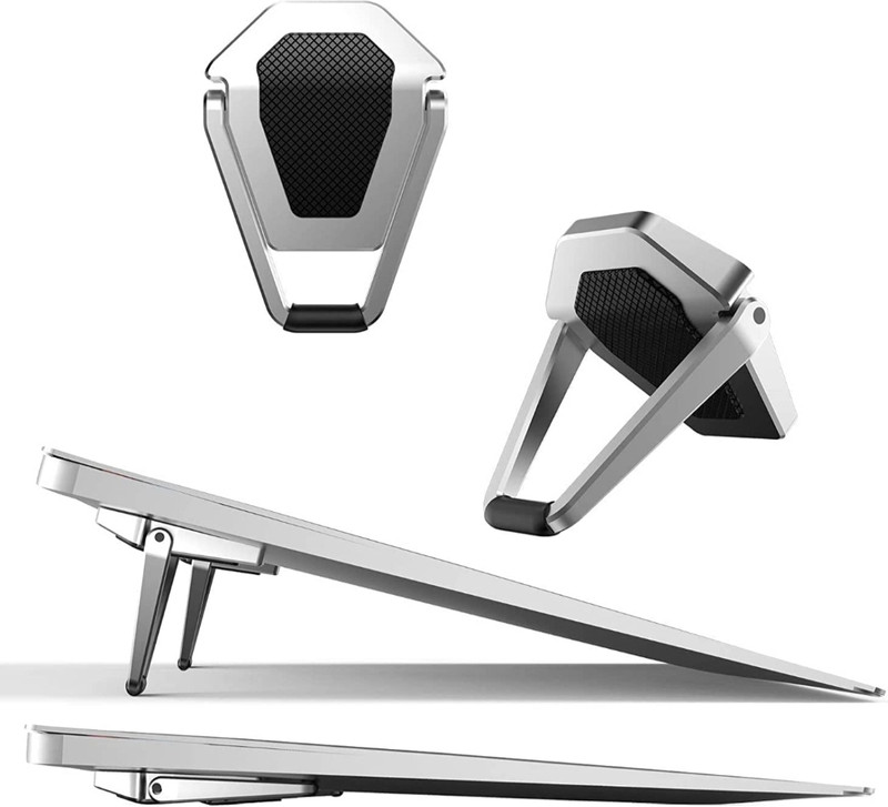 BestBrother (2 Pcs) Mini Premium Metal Folding Portable Laptop Non-Slip for 10-17 Inch Aluminium Desk Stand Rotatable Laptop Stand Compatible with Universal Laptops(Silver)