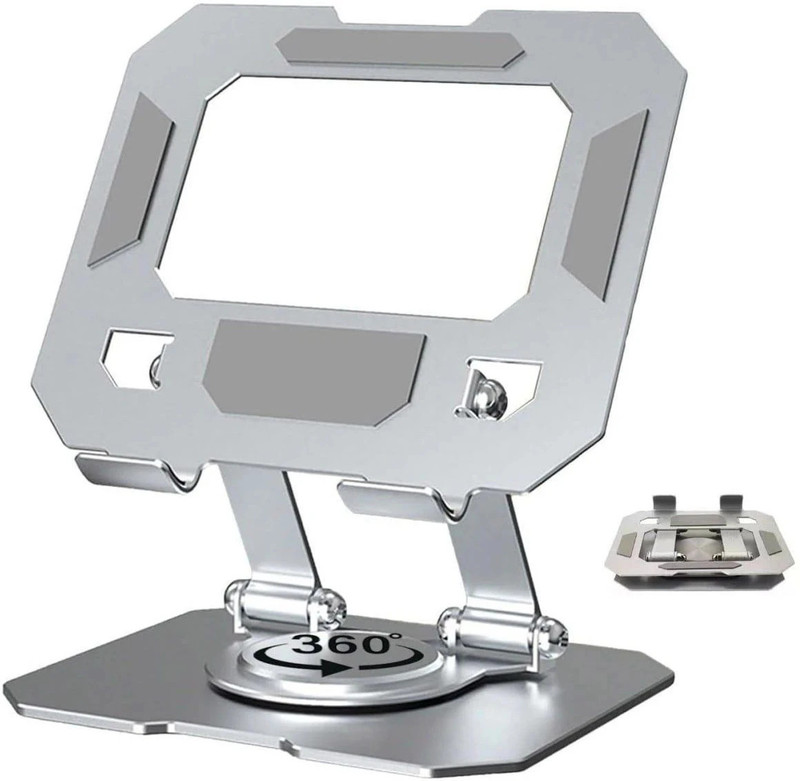 DAPEMPORIUM Smartphones, Flexible Rotation Stand for Bad, Table, Office, Home Floor Stand 360 Rotating Portable Aluminum Adjustable Folding Tablet Stand Holder Aluminium Floor and Desk Stand Rotatable Laptop Stand with Adjustable Height Compatible with Universal Laptops(Silver)