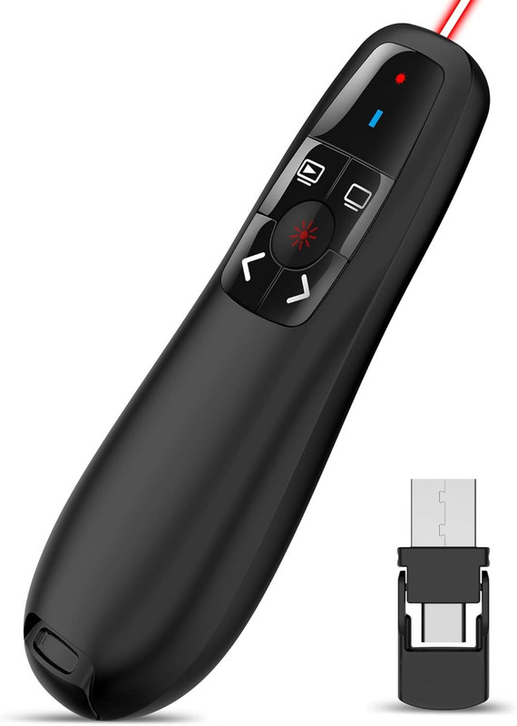 Jihaan 2 in 1 Type C and USB Presentation Clicker(1 nm, RED)