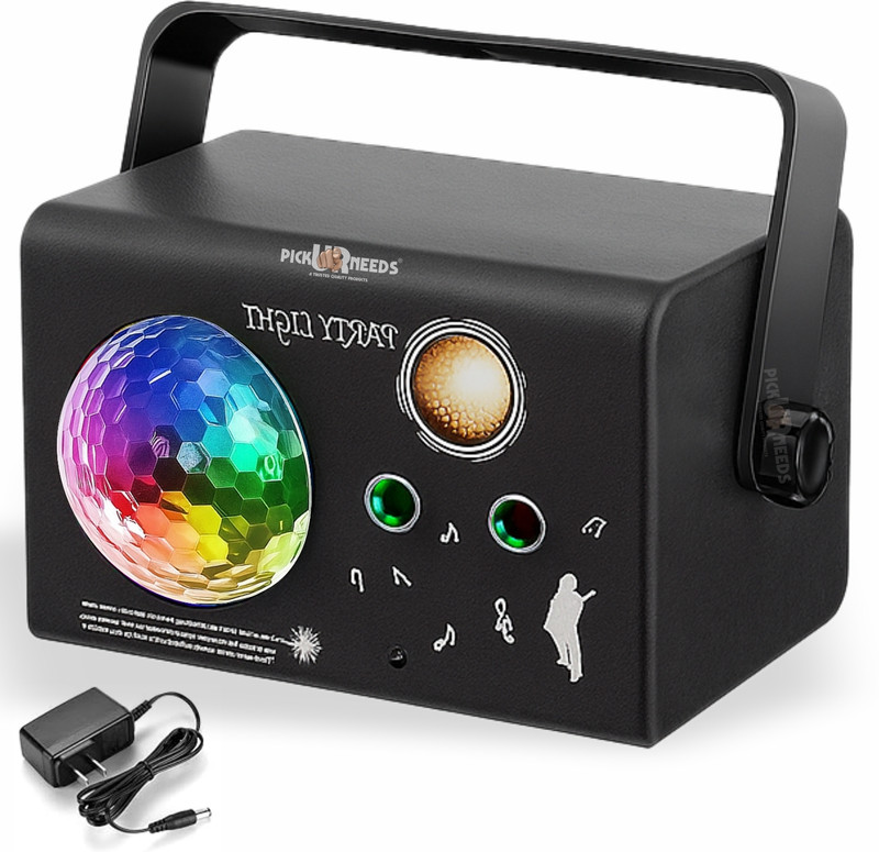 Sunaze Dual Lens Party Light Projector with Remote – Sound Activated RGB LED Disco Ball(50 nm, Black)