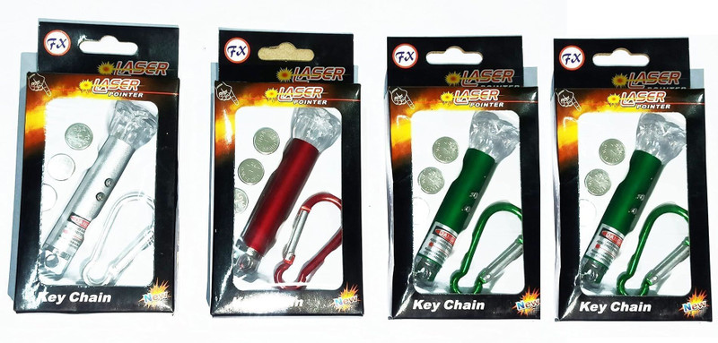 deepak badkur 3 in 1 Laser Pointer,LaserTorch with Emergency Hazard LED Light and Key Chain Hook (Pack of 1) With 3 Button Size Cells(650 nm, blue)
