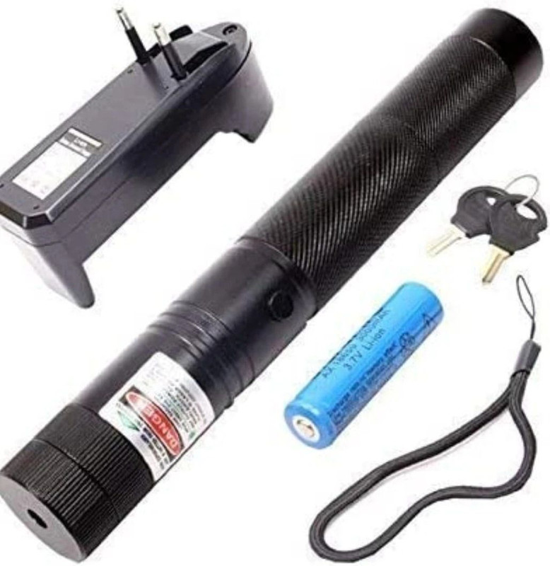 NextTech Rechargeable Green Laser Pointer Light with Charger, Battery and Lock Key(900 nm, Green)